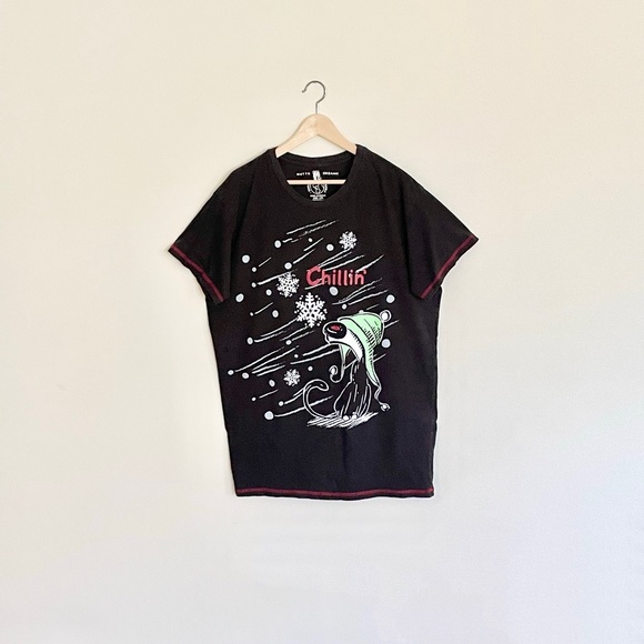 RARE Mutts Comics 2008 Patrick McDonnell Winter Chilln’ Sleepwear T Shirt L/XL - Picture 1 of 7